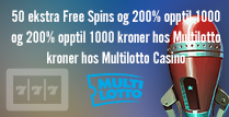 50 ekstra gratisspinn og 200% opptil 1000 kroner hos Multilotto Casino