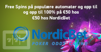 Gratisspinn på populære automater og opp til 100% på €50 hos NordicBet